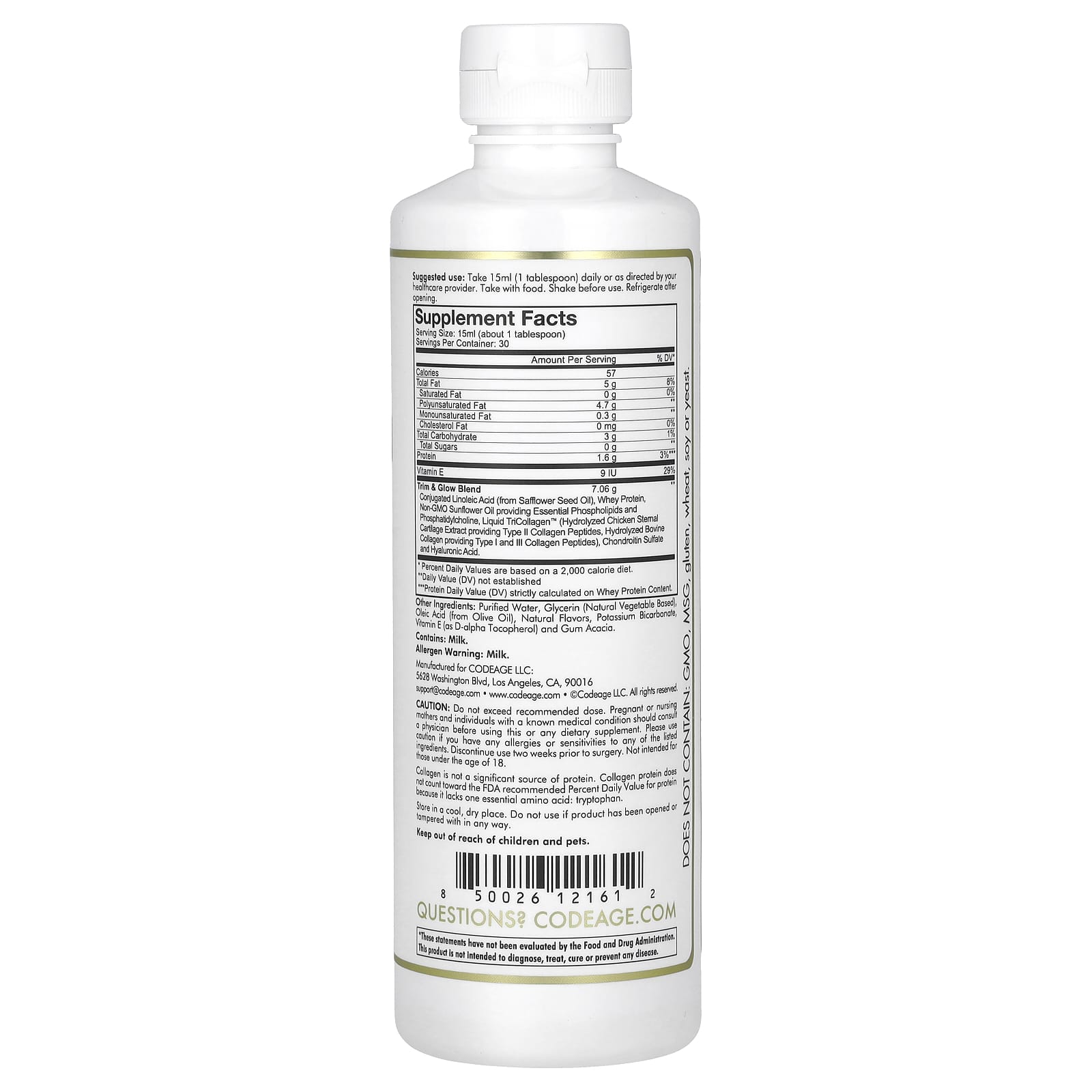 Liquid Collagen Supplement by CodeAge - Trim & Glow, French Vanilla - Image 2
