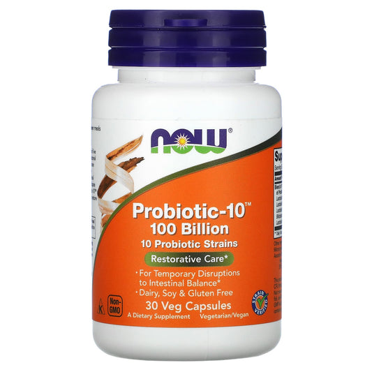 NOW Foods, Probiotic-10, 100 Billion, 30 Veg Capsules - Image 1