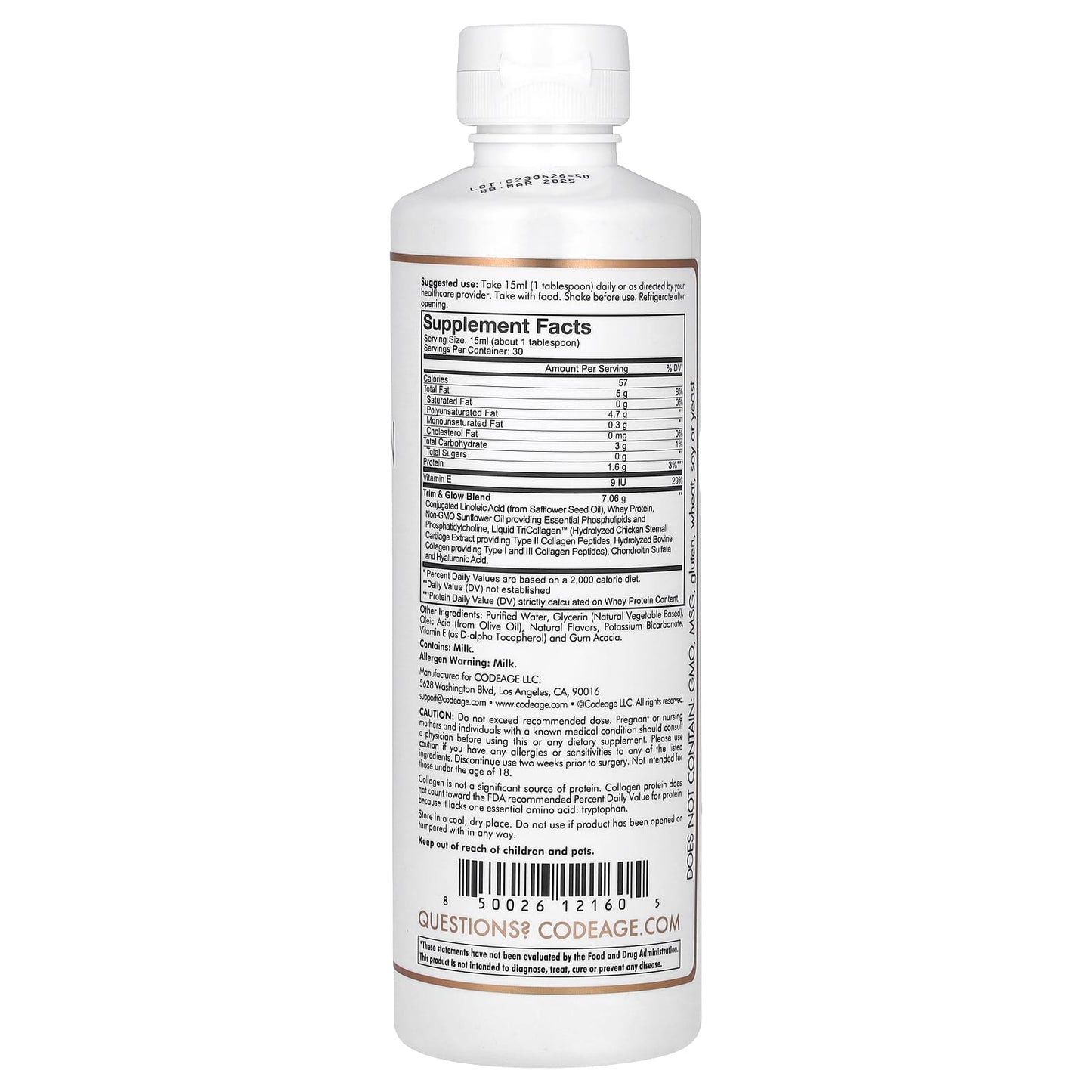 Codeage Liquid Collagen Trim & Glow - Chocolate Mocha, 15.22 fl oz - Image 2