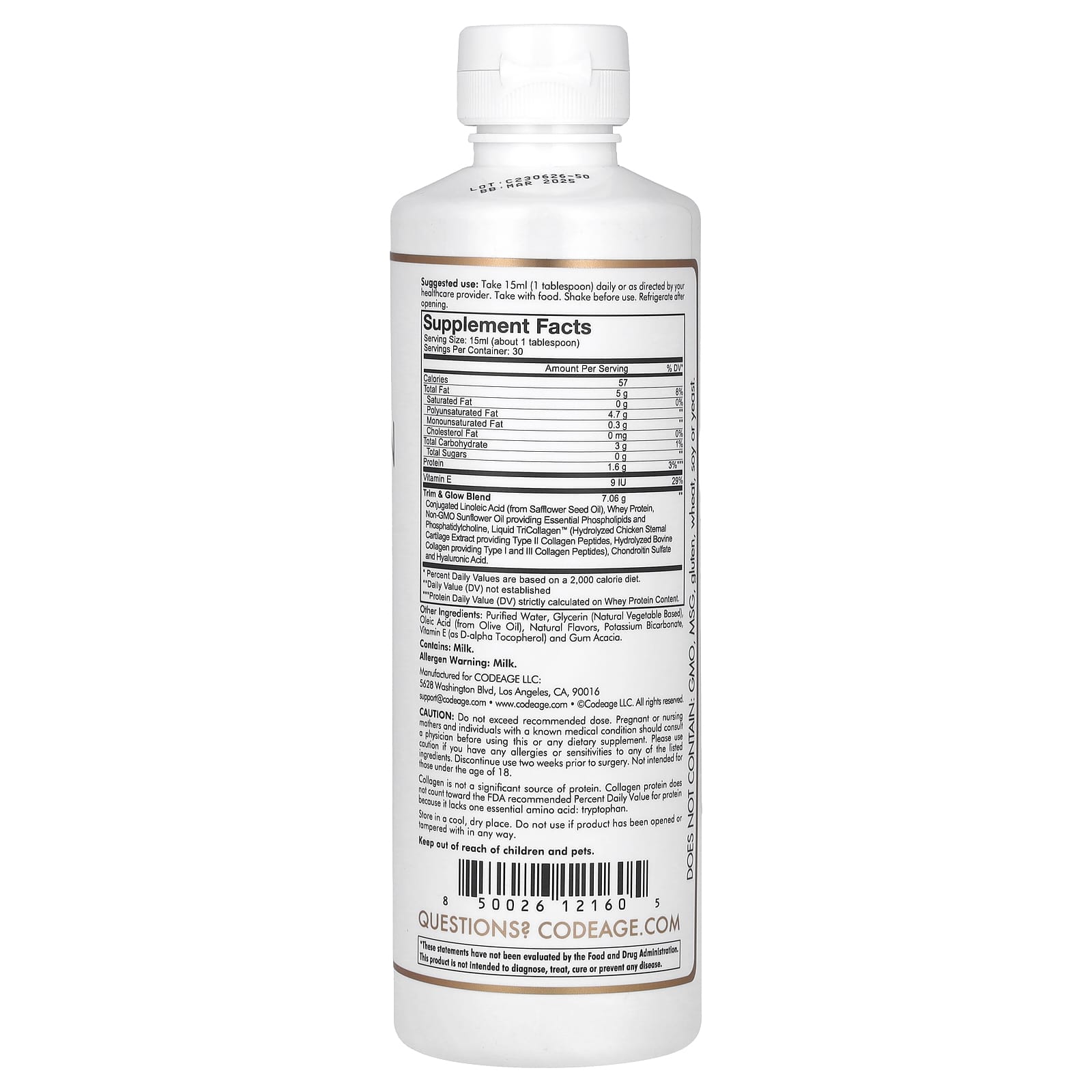 Codeage Liquid Collagen Trim & Glow - Chocolate Mocha, 15.22 fl oz - Image 2