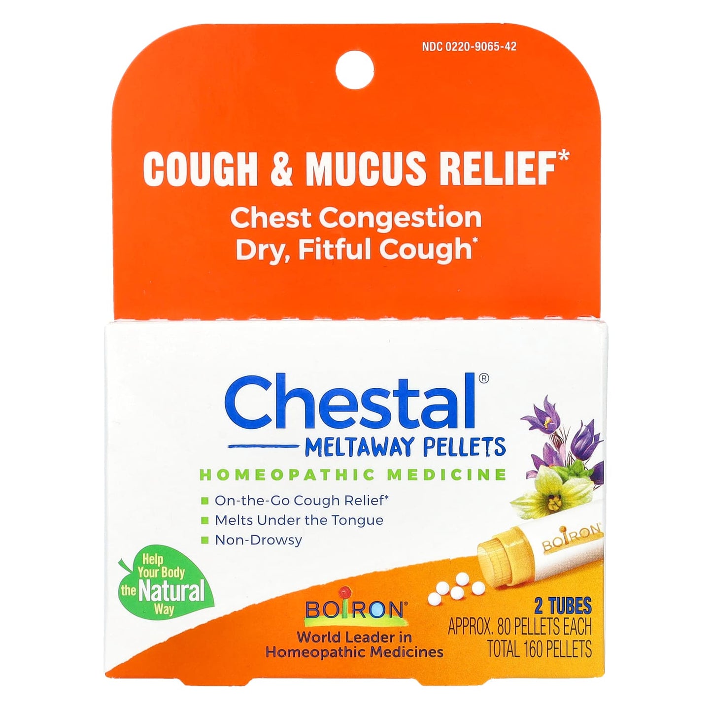Boiron Chestal Meltaway Pellets for Cough Relief - 160 Pellets - Image 1