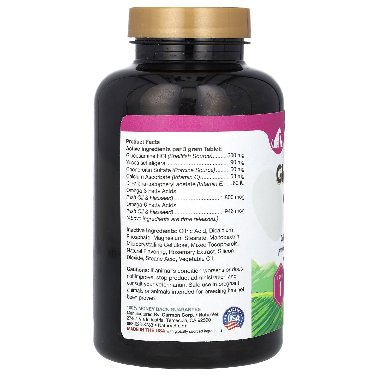 NaturVet, Glucosamine DS, Maintenance Joint Care +Chondroitin, Level 1, For Dogs & Cats, 60 Chewable Tabs, 6.3 oz (180 g) - Image 2