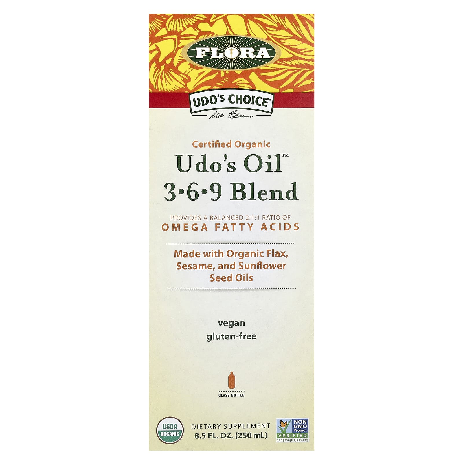 Organic Udo's Oil 3·6·9 Blend - USDA Certified, Vegan, Gluten-Free - Image 1