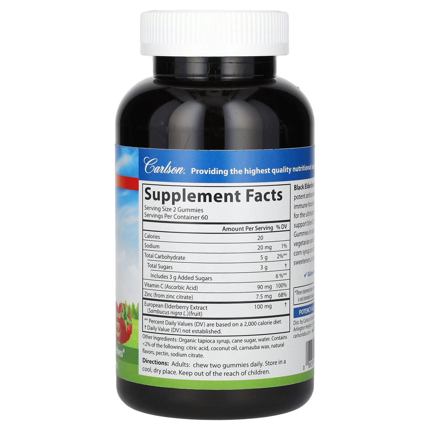 Black Elderberry Gummies with Vitamin C & Zinc by Carlson - Natural Immune Support - Image 2