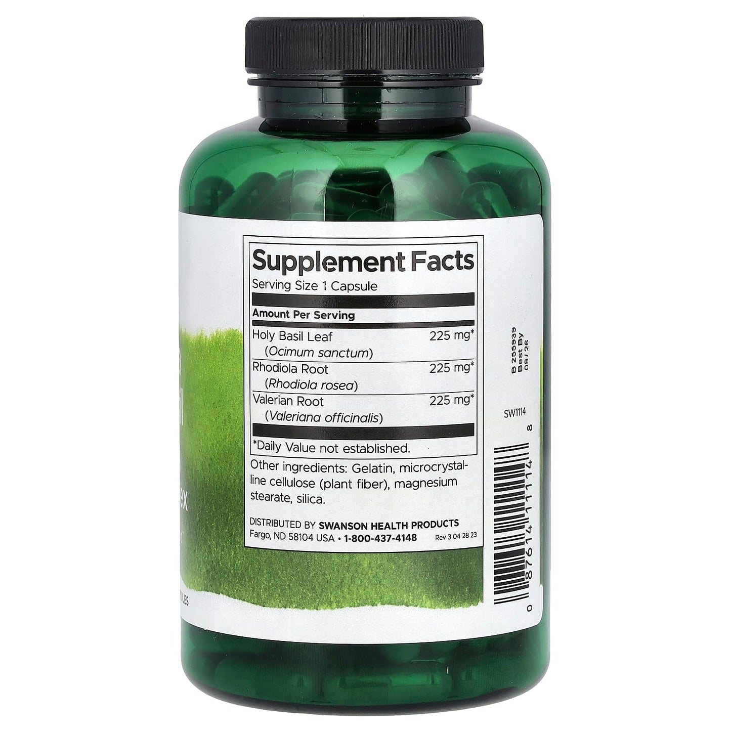 Swanson, Rhodiola Holy Basil Valerian Stress Complex, 180 Capsules - Image 2