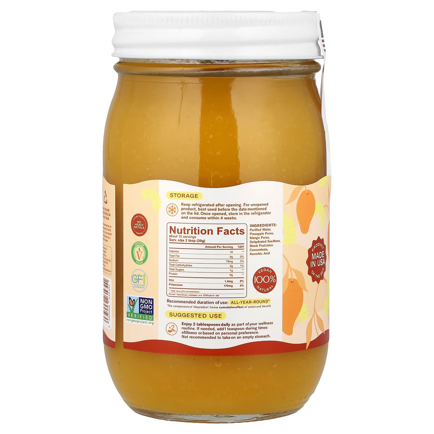True Sea Moss, Natural Superfood, From The Sea, Mango & Pineapple, 16 fl oz (473 g) - Image 2