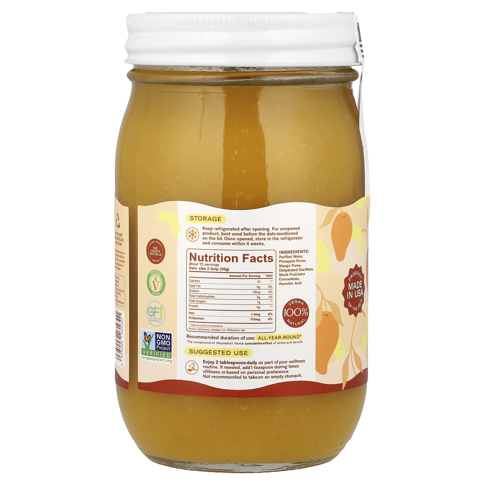 True Sea Moss, Natural Superfood, From The Sea, Mango & Pineapple, 16 fl oz (473 g) - Image 2