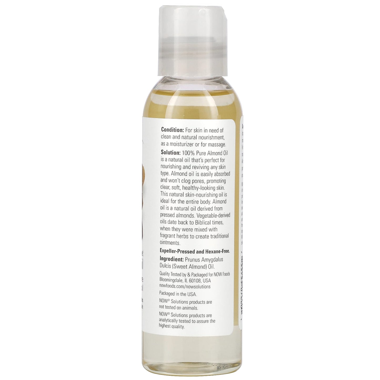 NOW Foods, Solutions, Sweet Almond Oil, 4 fl oz (118 ml) - Image 2