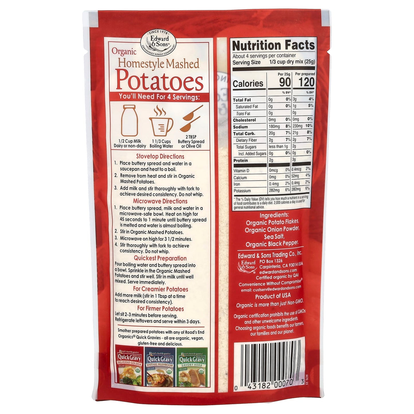Organic Mashed Potatoes by Edward & Sons, USDA Certified Gluten Free - Image 2