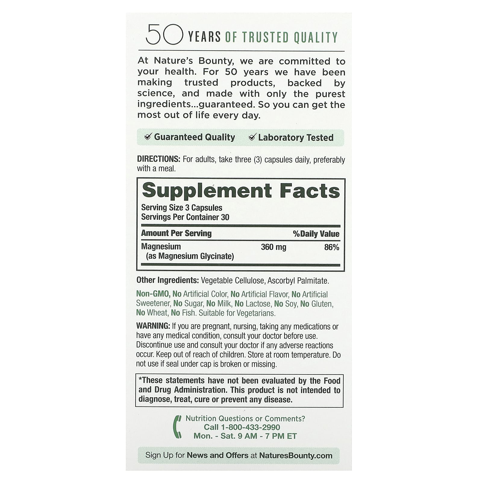 Nature's Bounty, Advanced Magnesium Glycinate, High Absorption, 90 Capsules (120 mg per Capsule) - Image 2