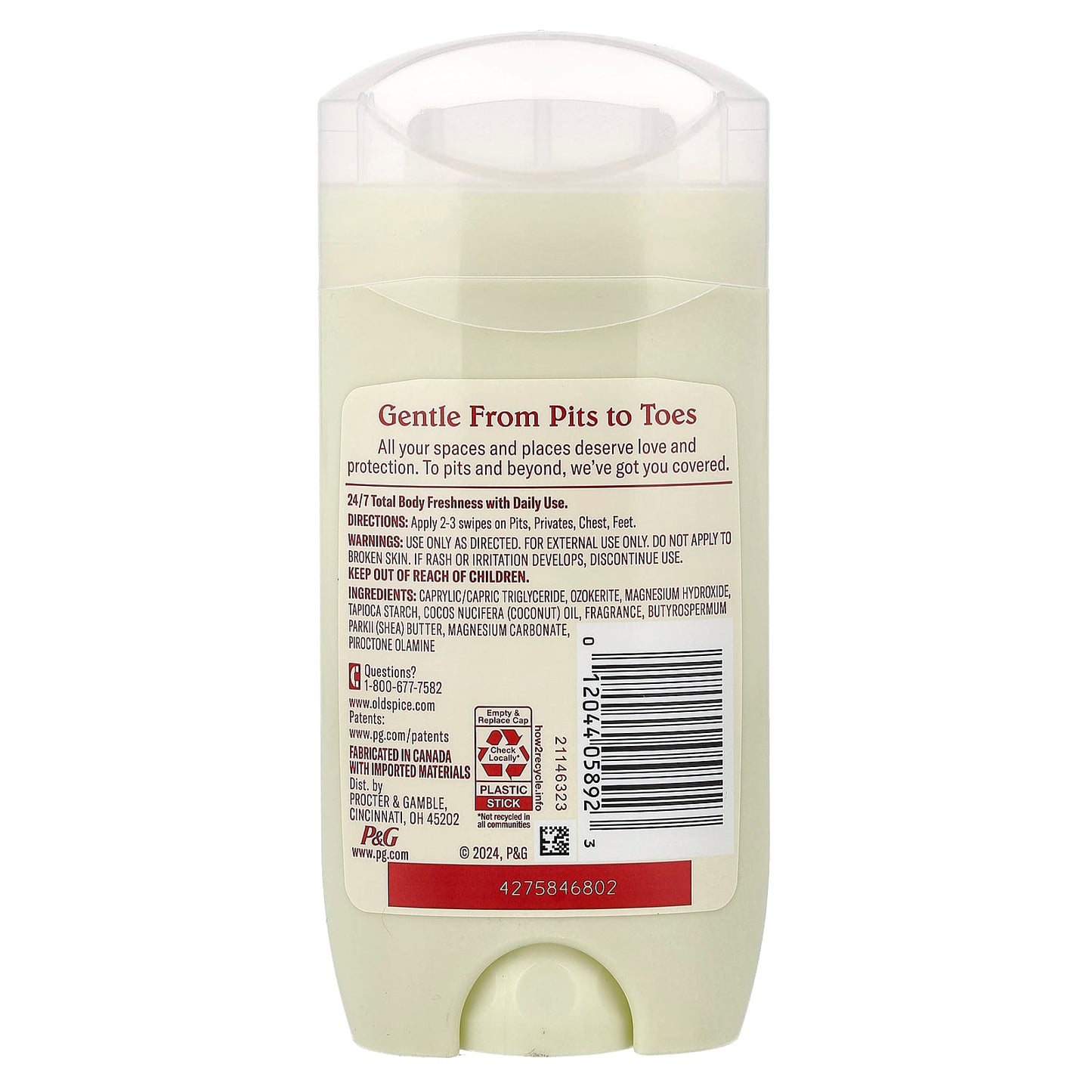 Old Spice, Gentle Man's Total Body, Deodorant Stick, Aluminum Free, Vanilla + Shea, 3 oz (85 g) - Image 2