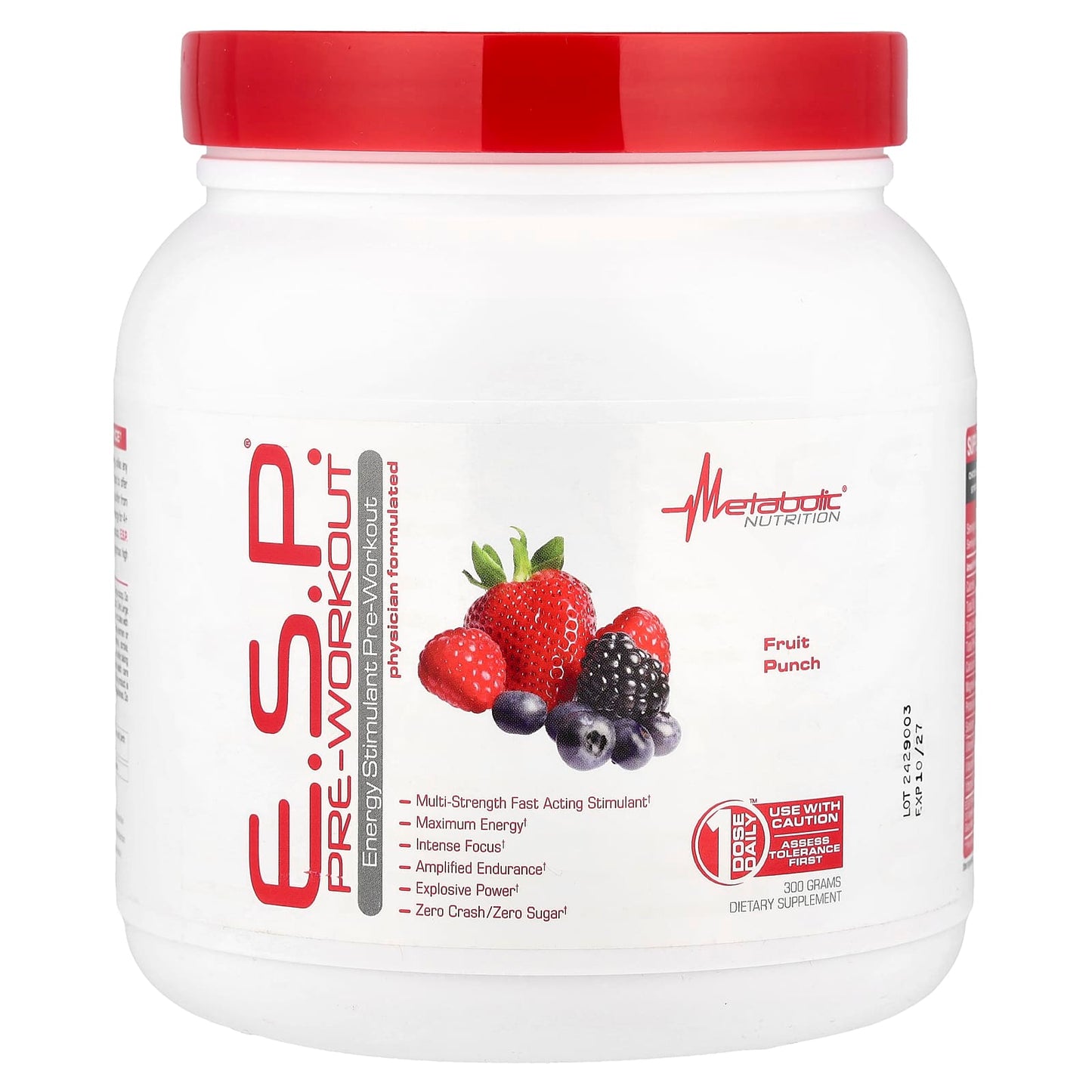 Metabolic Nutrition, E.S.P.® Pre-Workout, Fruit Punch, 300 g - Image 1