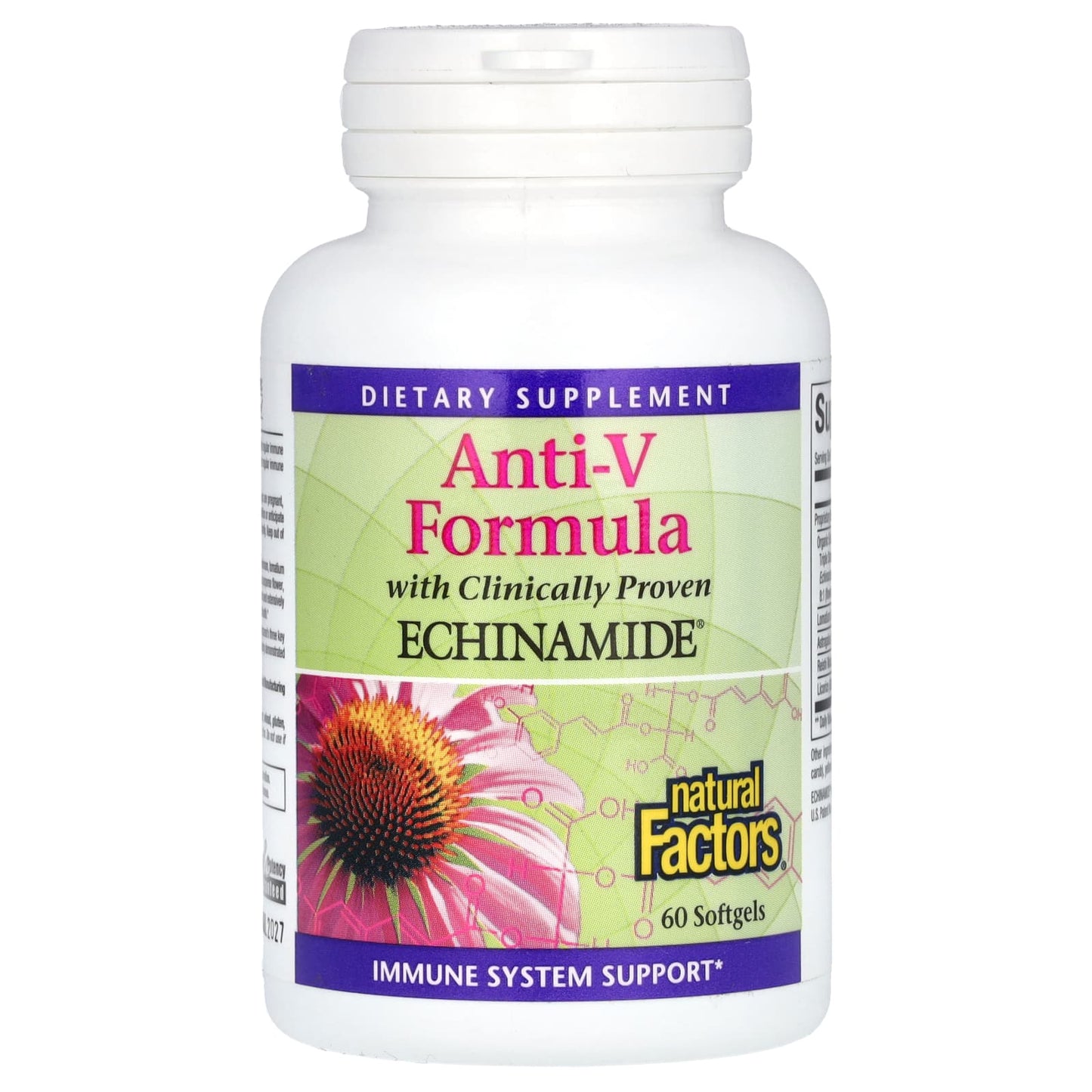 Natural Factors, Anti-V Formula, with Clinically Proven Echinamide, 60 Softgels - Image 1