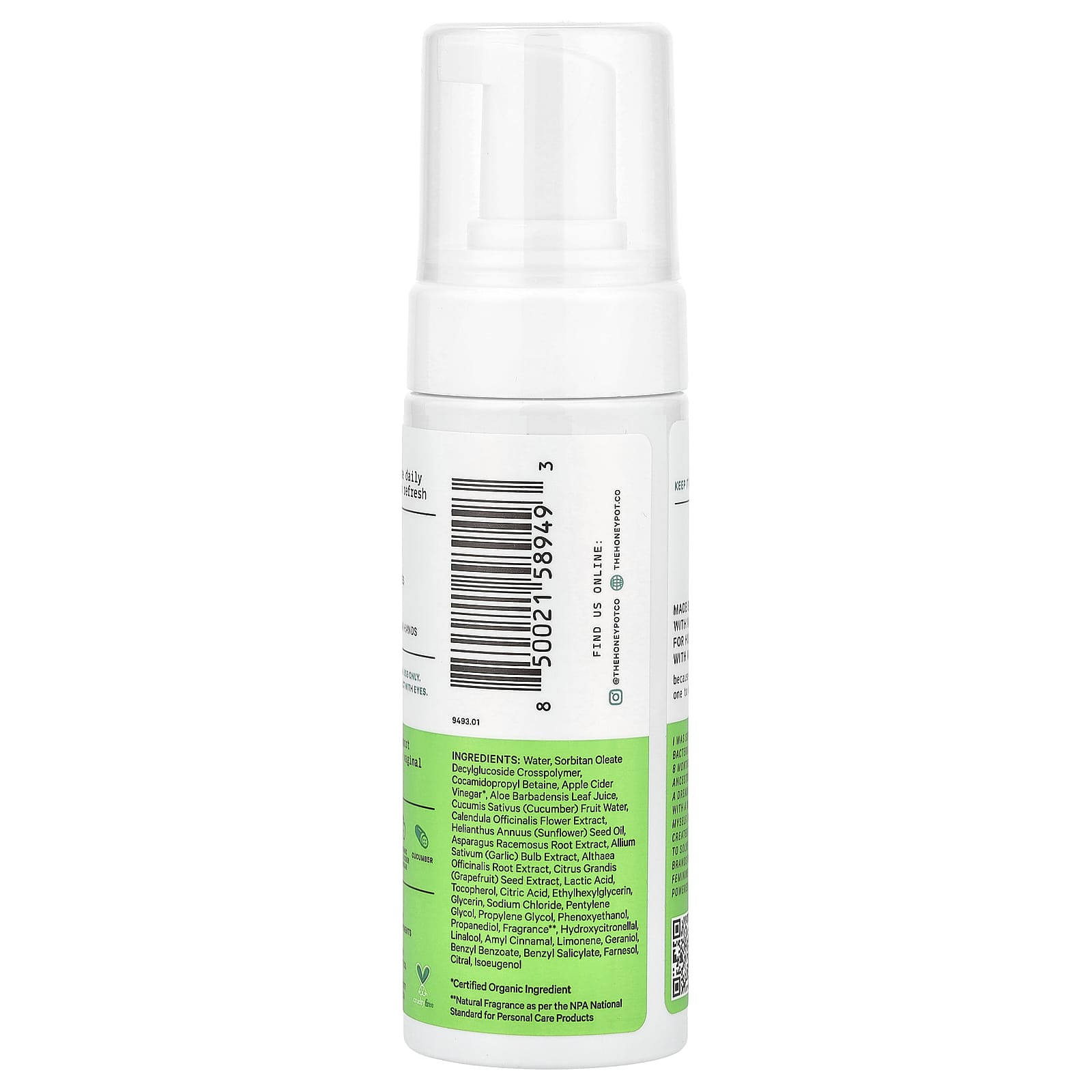 The Honey Pot Company, Foaming Wash, Cucumber Aloe, 5.51 fl oz (163 ml) - Image 2