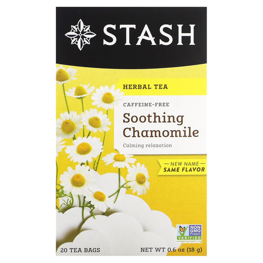 Stash Tea, Herbal Tea, Soothing Chamomile, Caffeine-Free, 20 Tea Bags, 0.6 oz (18 g) - Image 1