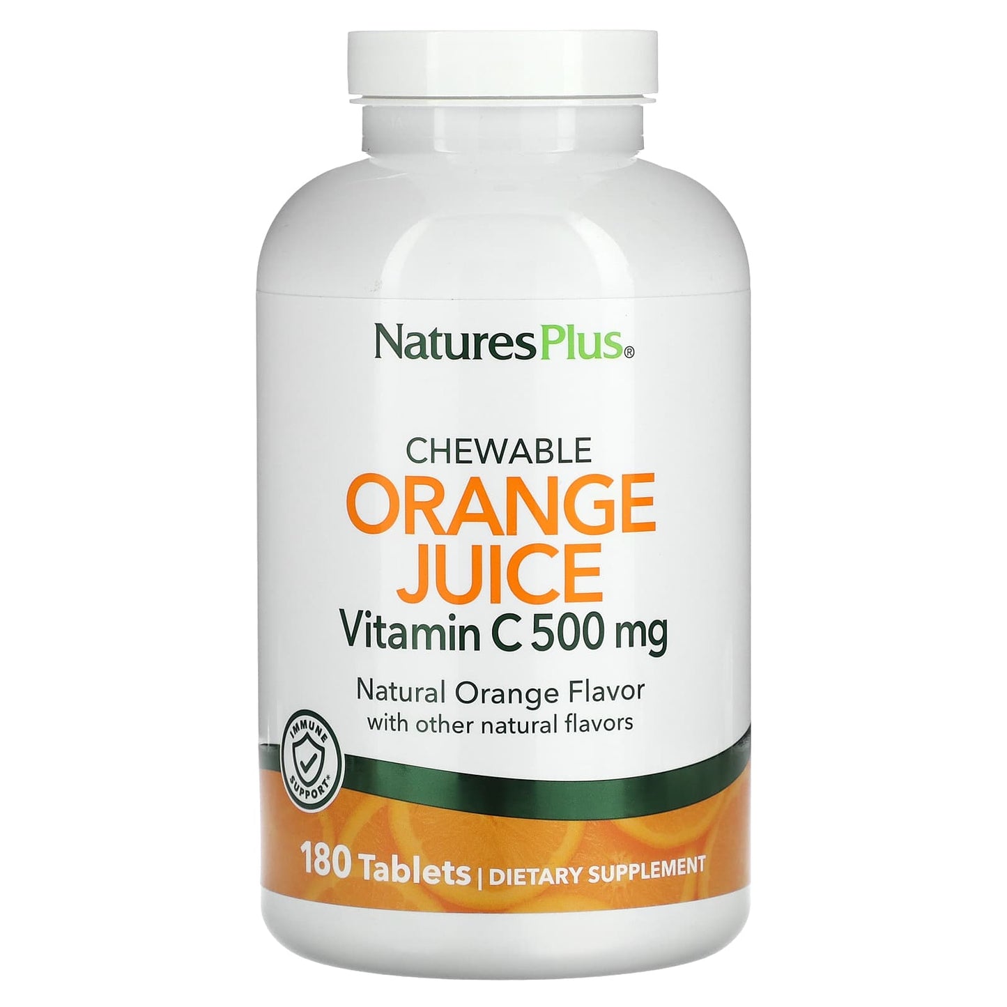 NaturesPlus, Vitamin C, Chewable Orange Juice, 500 mg, 180 Tablets - Image 1