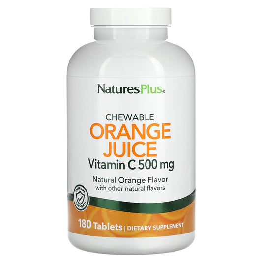 NaturesPlus, Vitamin C, Chewable Orange Juice, 500 mg, 180 Tablets - Image 1