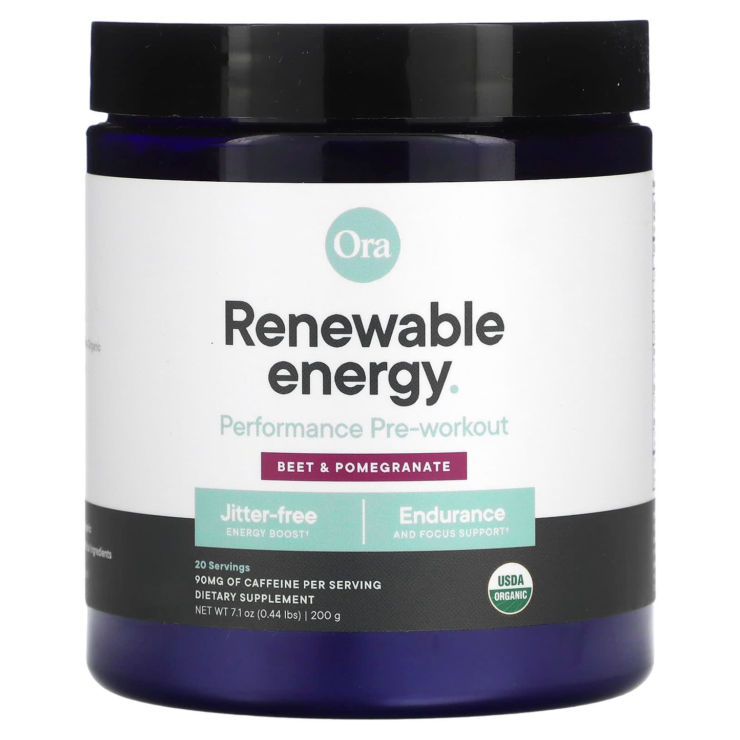 Ora, Renewable Energy, Performance Pre-Workout, Beet & Pomegranate, 0.44 lb (200 g) - Image 1