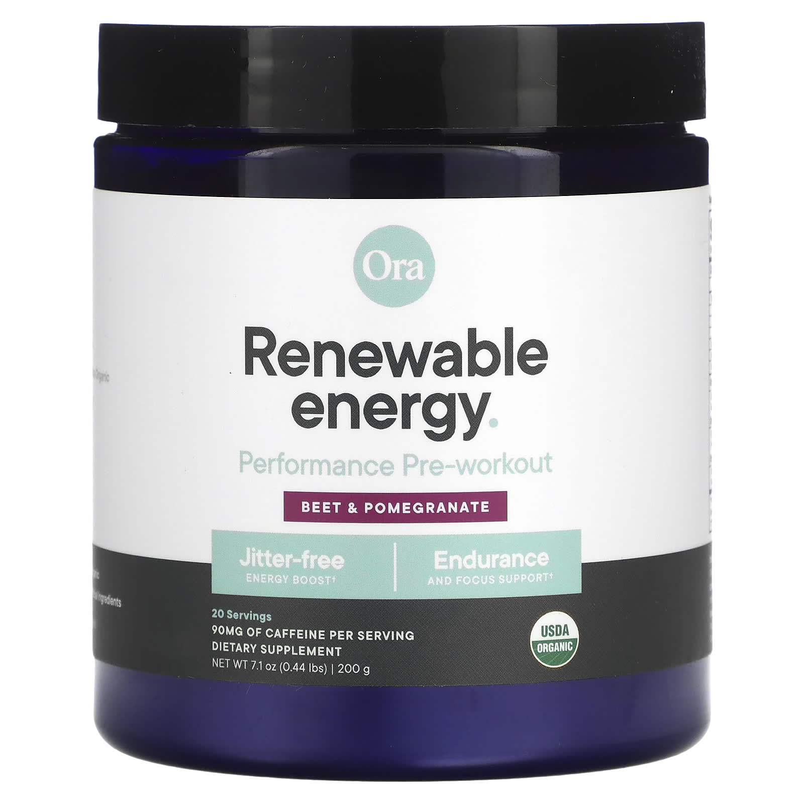 Ora, Renewable Energy, Performance Pre-Workout, Beet & Pomegranate, 0.44 lb (200 g) - Image 1