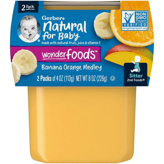Gerber Natural 2nd Foods Banana Orange Medley Baby Food 2 Pack - Image 1