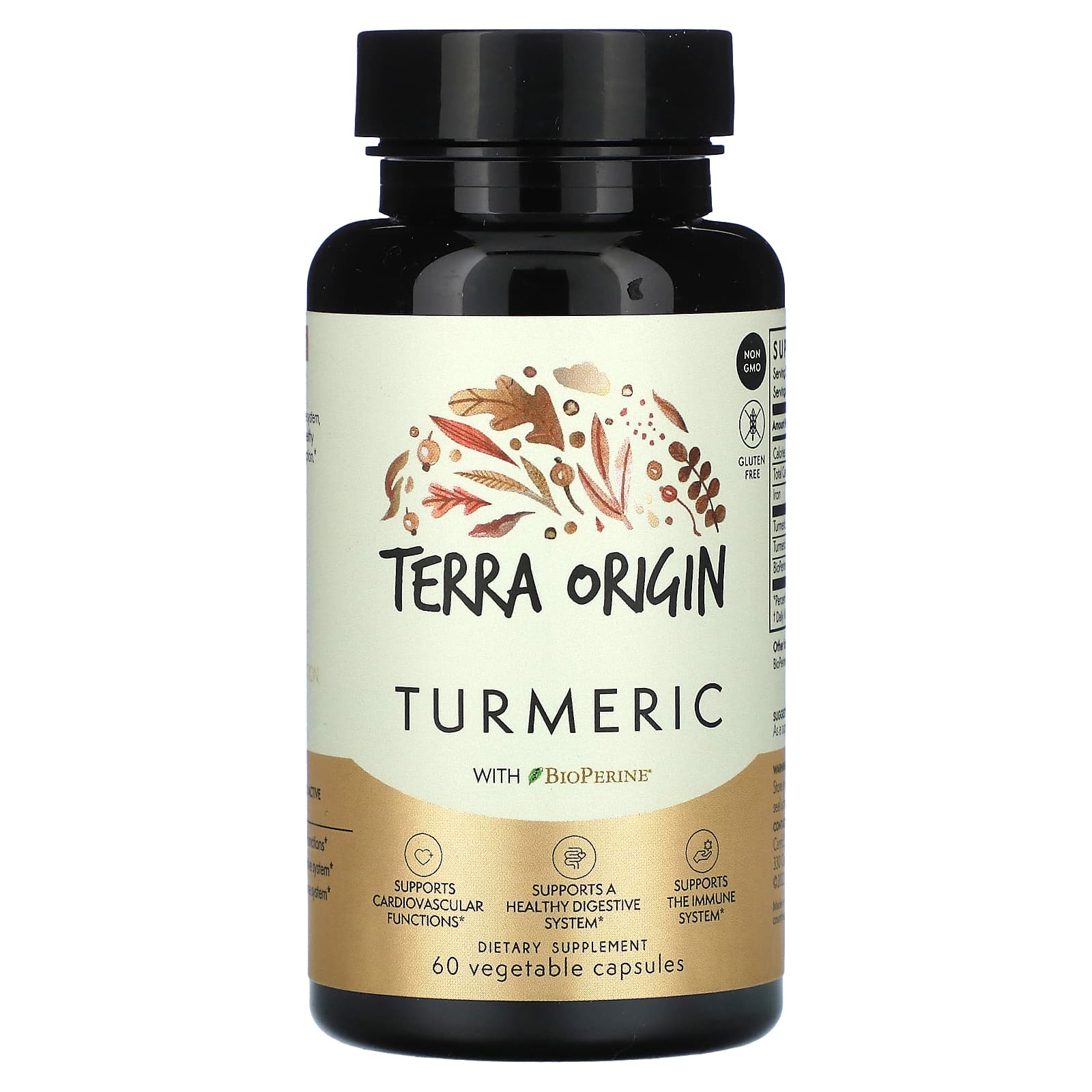 Terra Origin, Turmeric With BioPerine, 60 Vegetable Capsules - Image 1