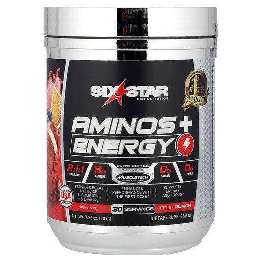 SIXSTAR, Elite Series, Aminos + Energy, Fruit Punch, 7.29 oz (207 g) - Image 1