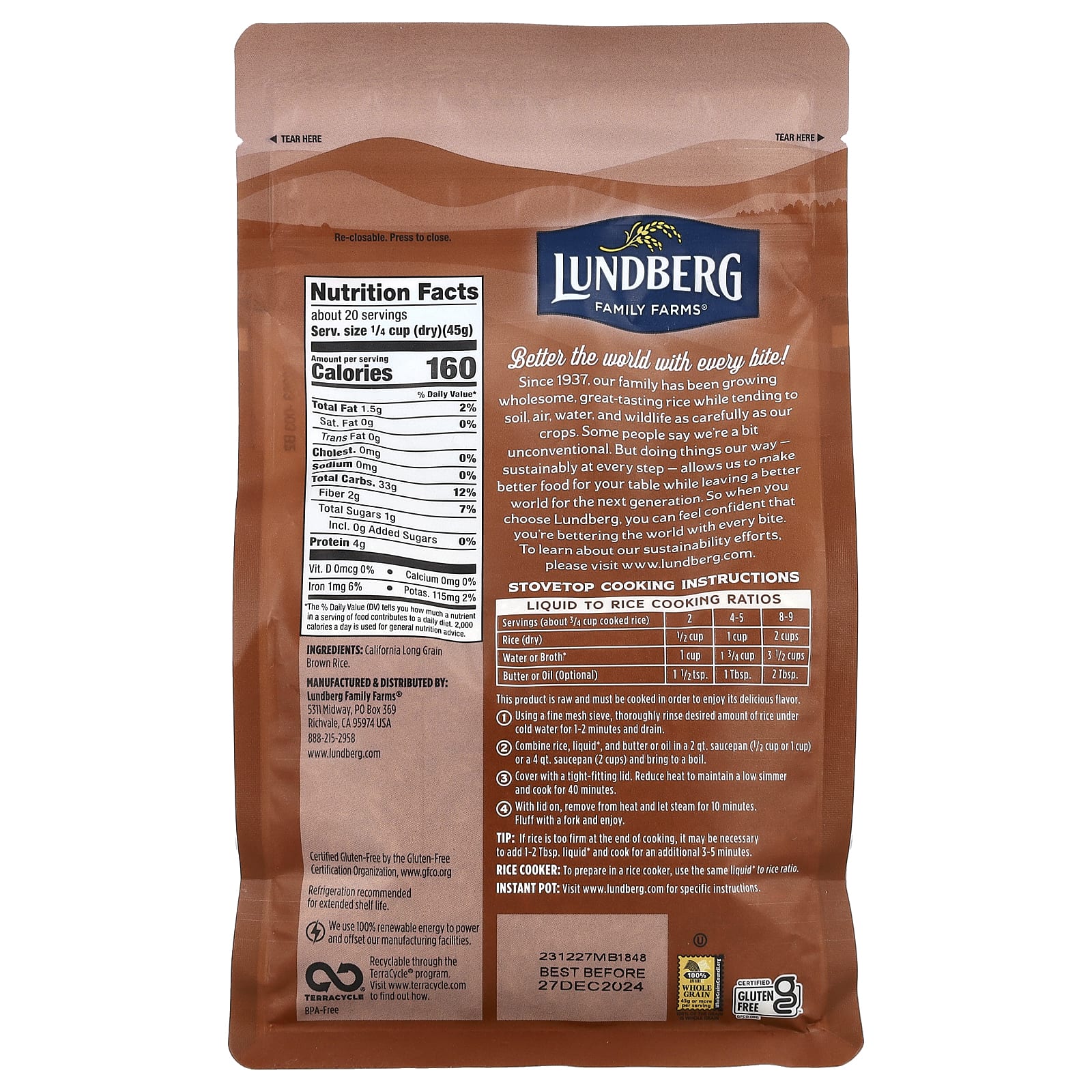 Lundberg, Gourmet Rice, California Brown Basmati, 32 oz (907 g) - Image 2