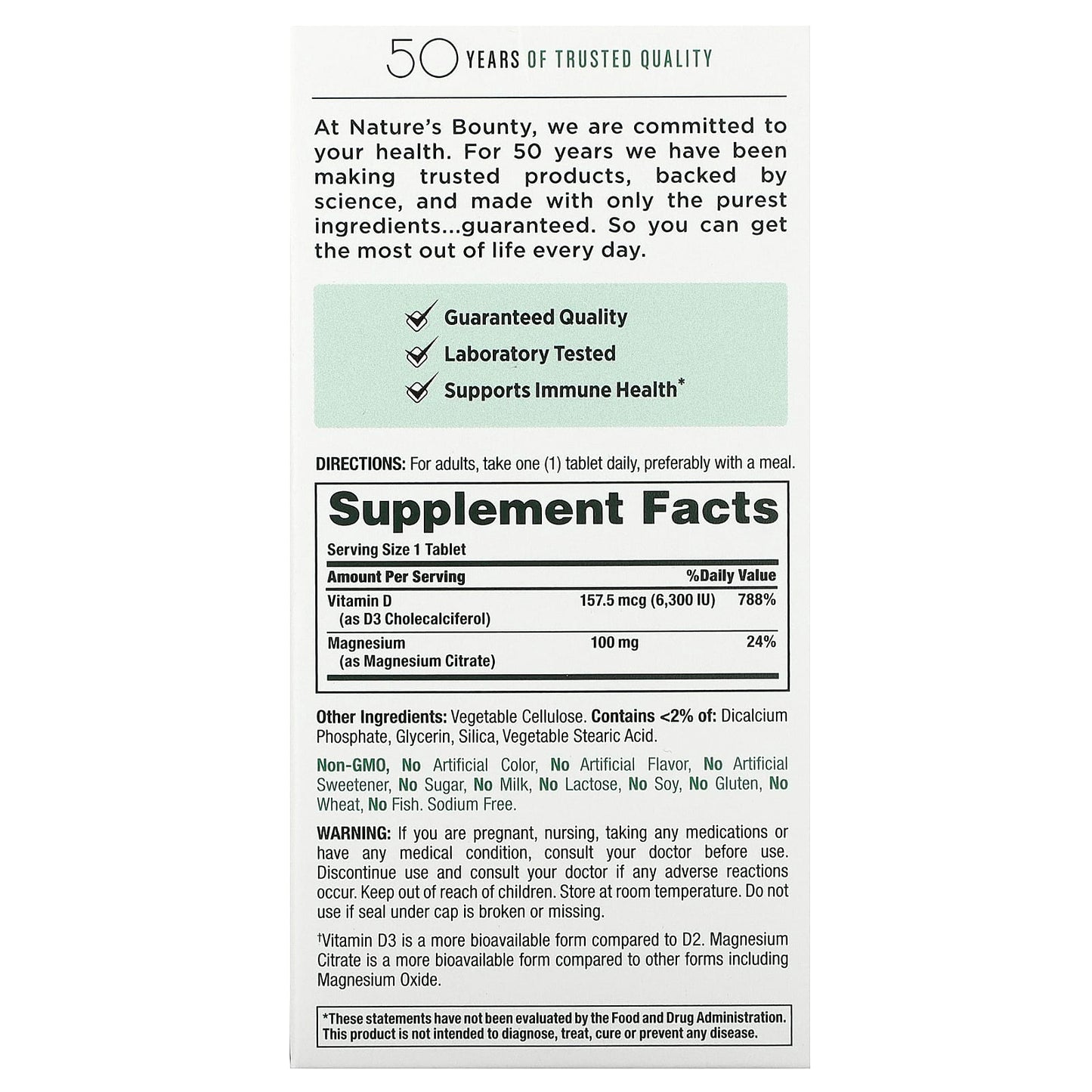 Nature's Bounty, Advanced D3 + Magnesium Citrate, 90 Tablets - Image 2