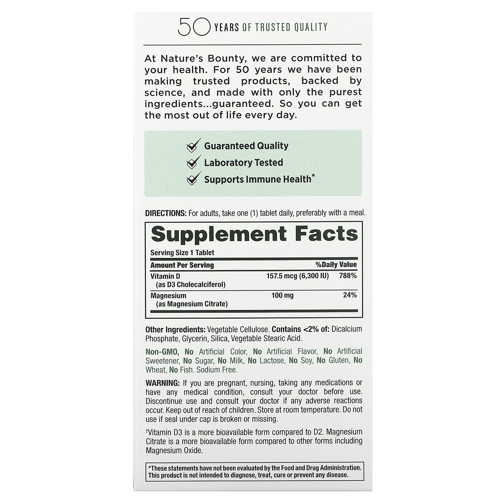 Nature's Bounty, Advanced D3 + Magnesium Citrate, 90 Tablets - Image 2