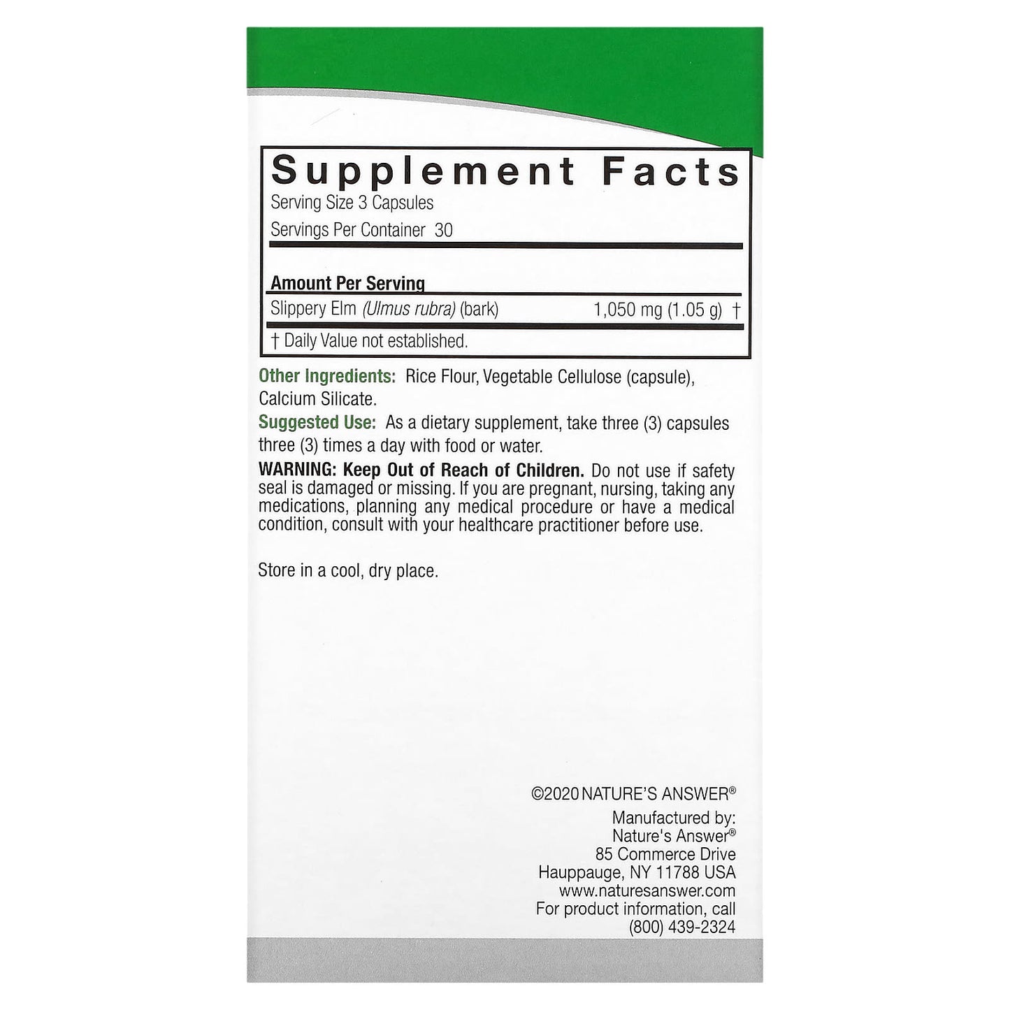 Nature's Answer, Slippery Elm, 90 Vegetarian Capsules (350 mg per Capsule) - Image 2