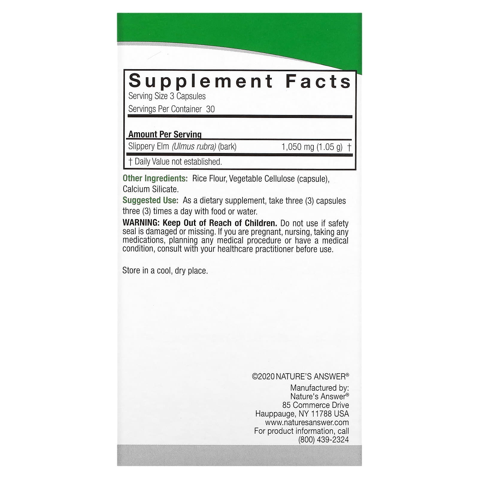 Nature's Answer, Slippery Elm, 90 Vegetarian Capsules (350 mg per Capsule) - Image 2