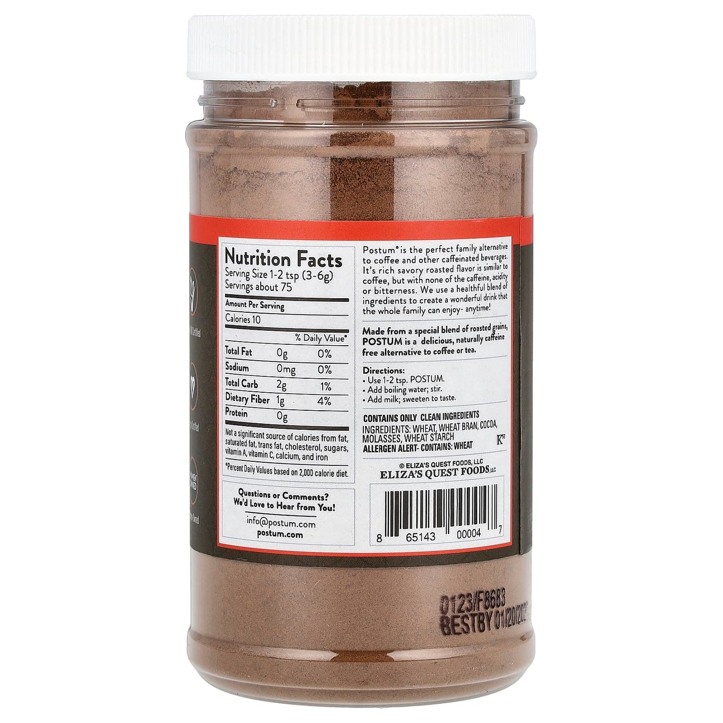 Postum, Instant Warm Beverage, Cocoa Blend, Caffeine Free, 8 oz (227 g) - Image 2