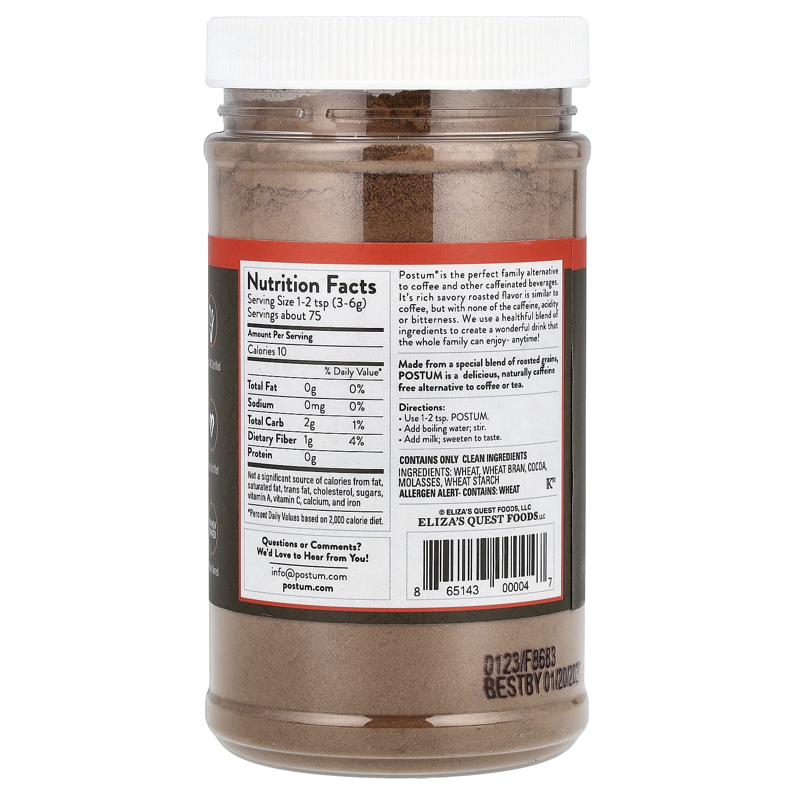 Postum, Instant Warm Beverage, Cocoa Blend, Caffeine Free, 8 oz (227 g) - Image 2