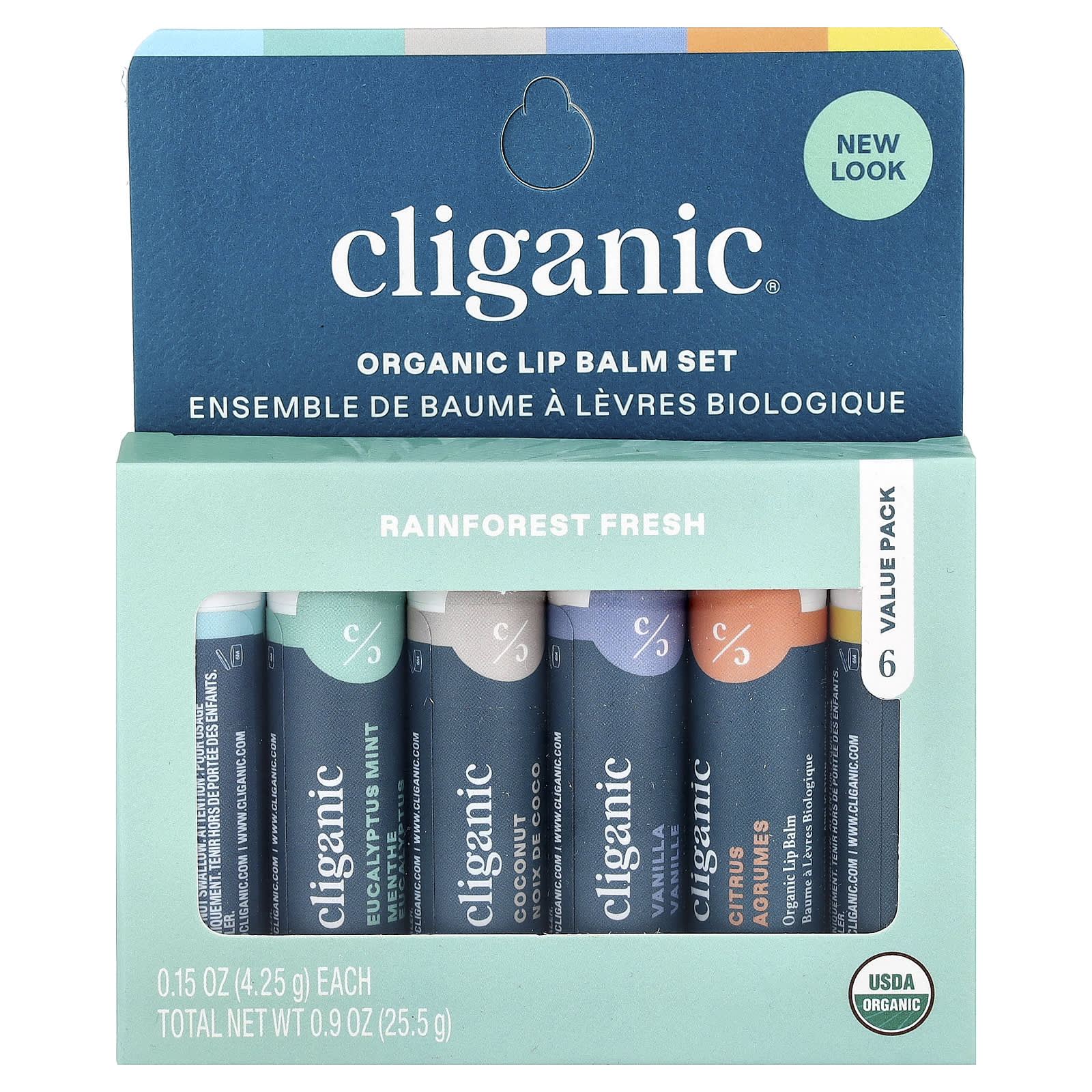 Organic Lip Balm Set, 6 Pack, USDA Certified, Paraben-Free, Cliganic - Image 2