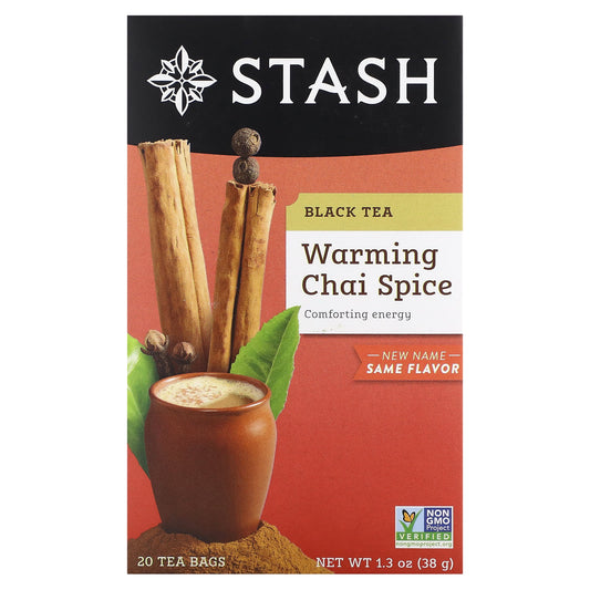 Stash Tea, Black Tea, Warming Chai Spice, 20 Tea Bags, 1.3 oz (38 g) - Image 1