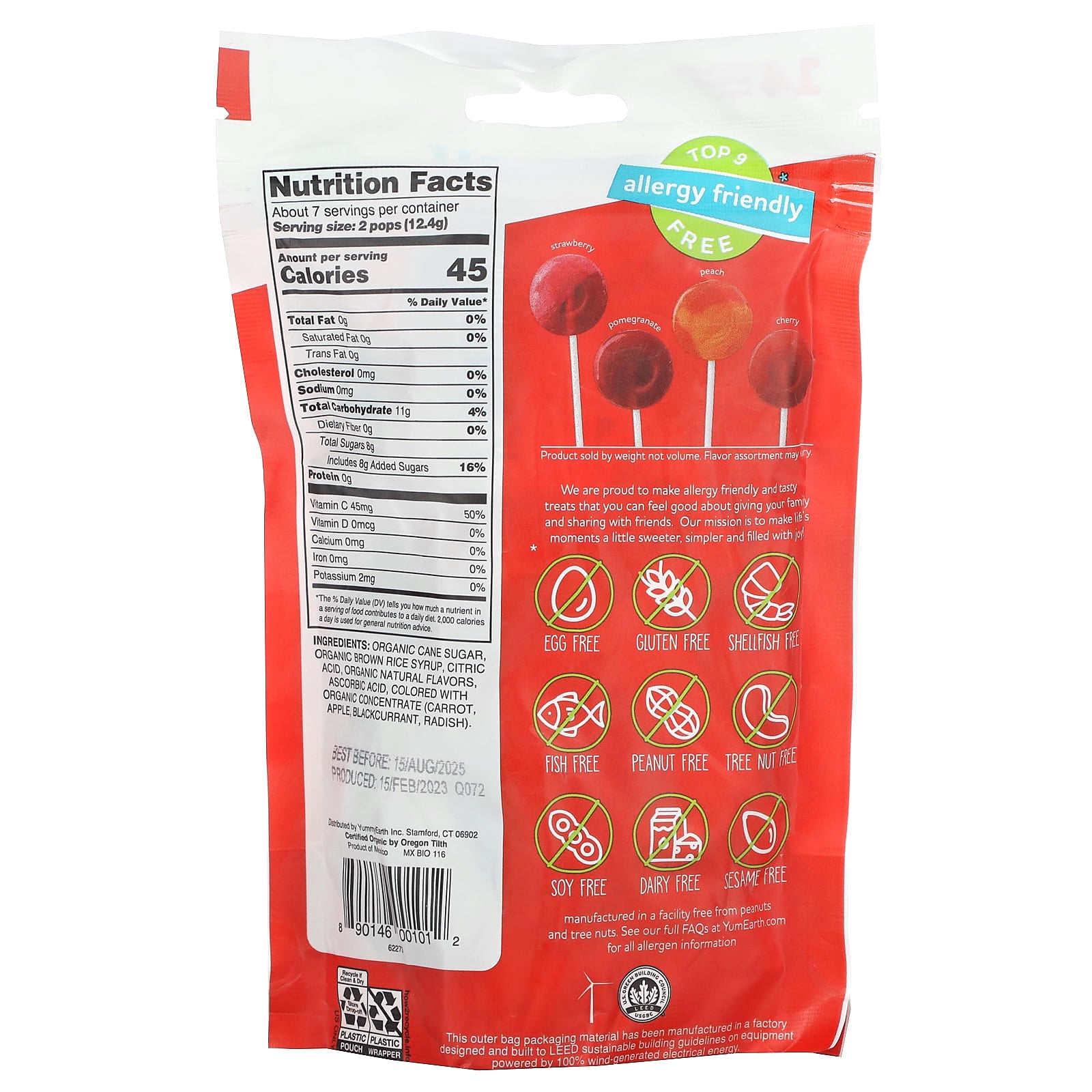 YumEarth, Organic Pops, Assorted, 14 Individually Wrapped Pops, 3.1 oz (87 g) - Image 2