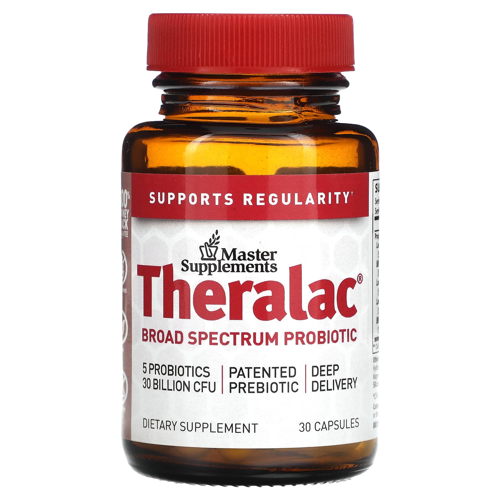 Master Supplements, Theralac, Broad Spectrum Probiotic, 30 Billion CFU, 30 Capsules - Image 1