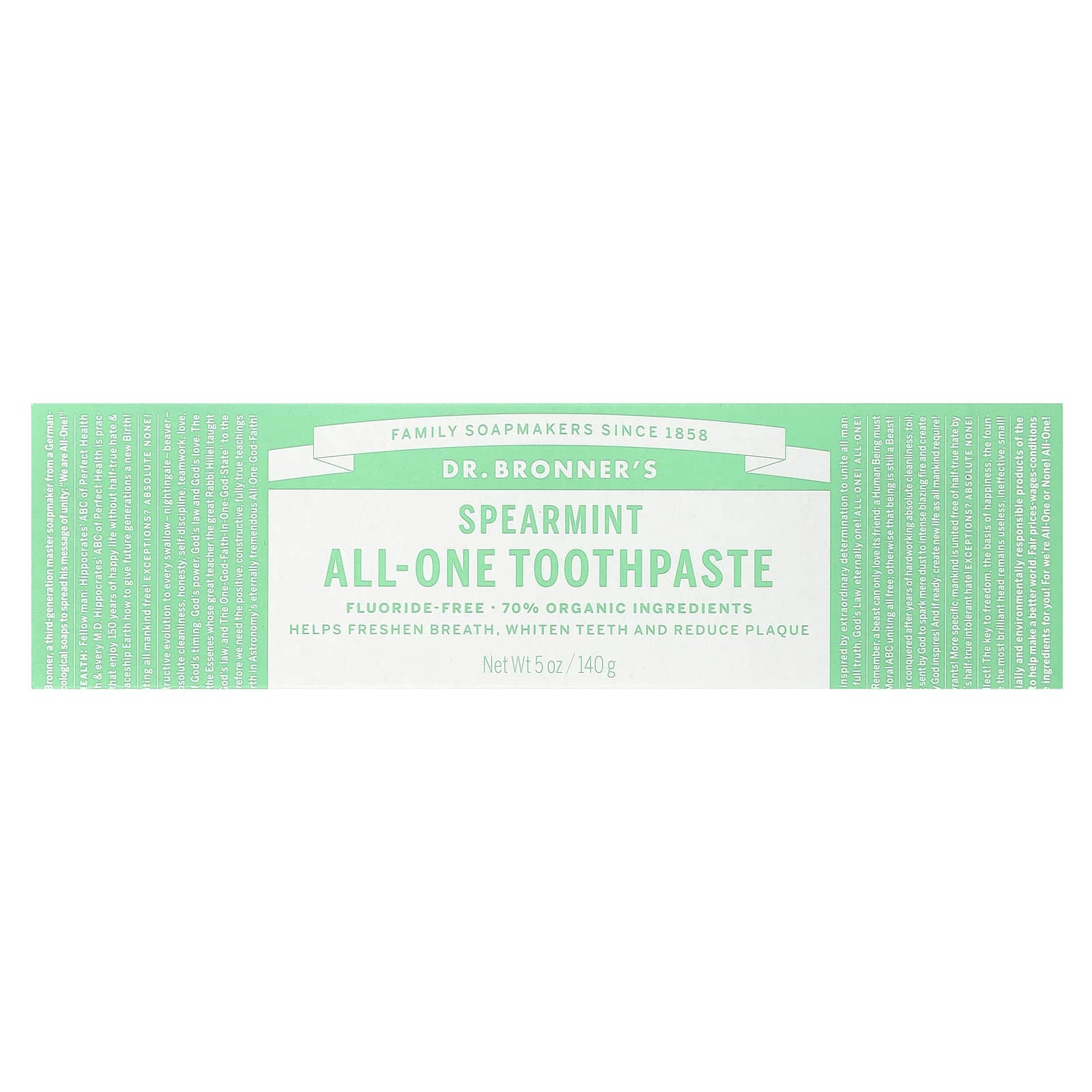 Dr. Bronner's Natural Spearmint Toothpaste, 5 oz - 100% Vegan, Organic - Image 2