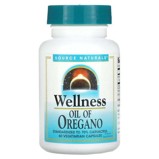 Source Naturals, Wellness, Oil of Oregano, 45 mg, 60 Vegetarian Capsules - Image 1