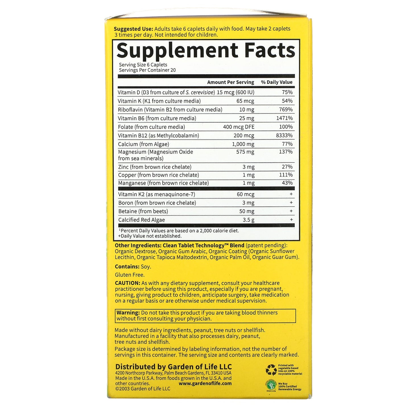 Garden of Life Living Calcium Advanced, 120 Vegetarian Caplets for Bone Health - Image 2