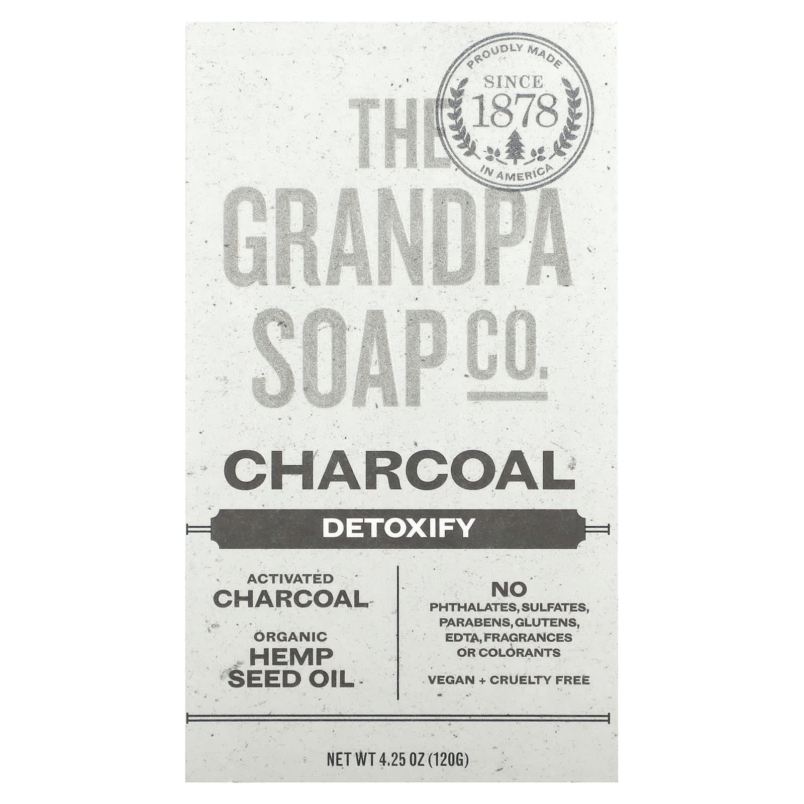 The Grandpa Soap Co., Face & Body Bar Soap,  Charcoal, 4.25 oz (120 g) - Image 1