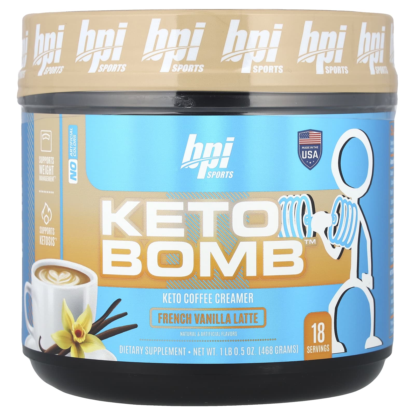 BPI Sports Keto Bomb French Vanilla Latte Coffee Creamer - Image 1