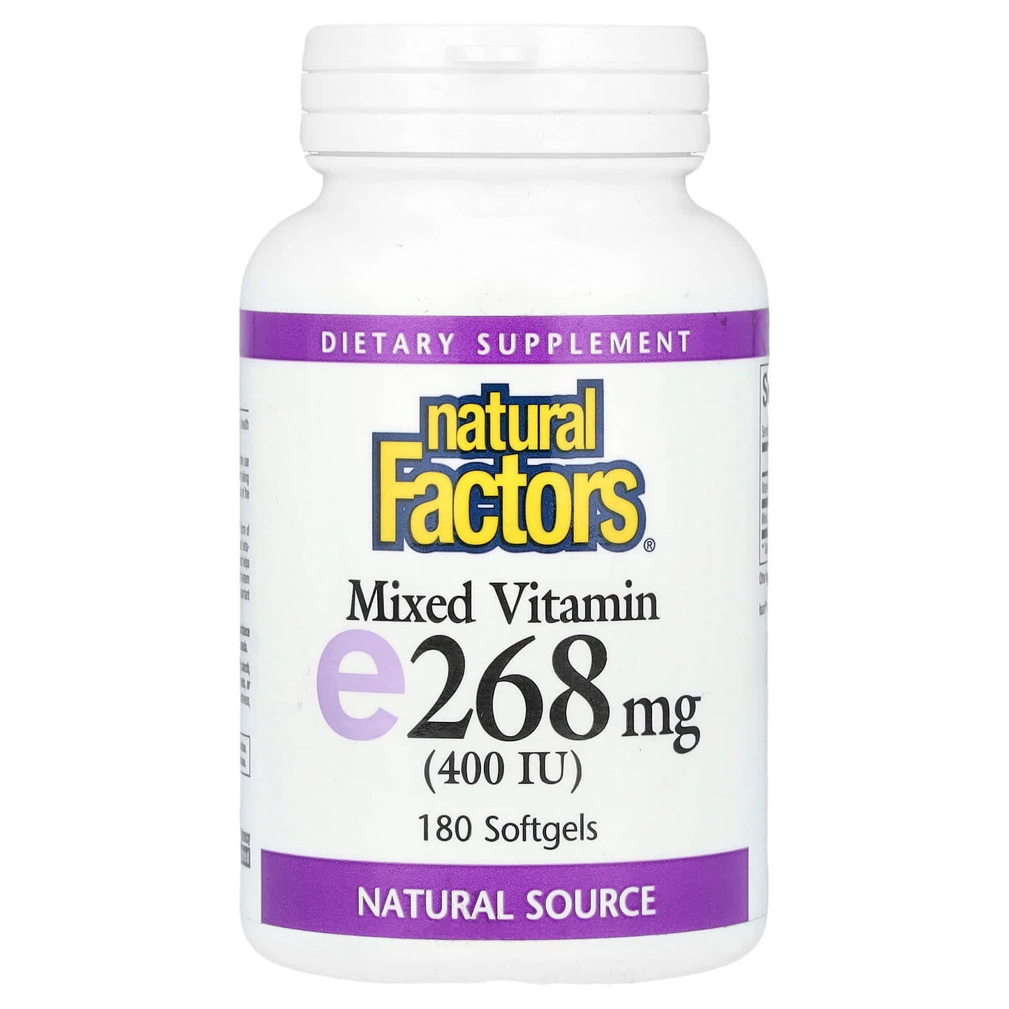 Natural Factors, Mixed Vitamin E, 268 mg (400 IU), 180 Softgels - Image 1