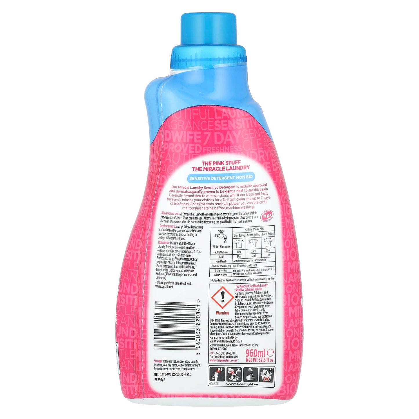 The Pink Stuff, The Miracle Laundry Detergent, Sensitive, Non Bio, 32.5 fl oz (960 ml) - Image 2