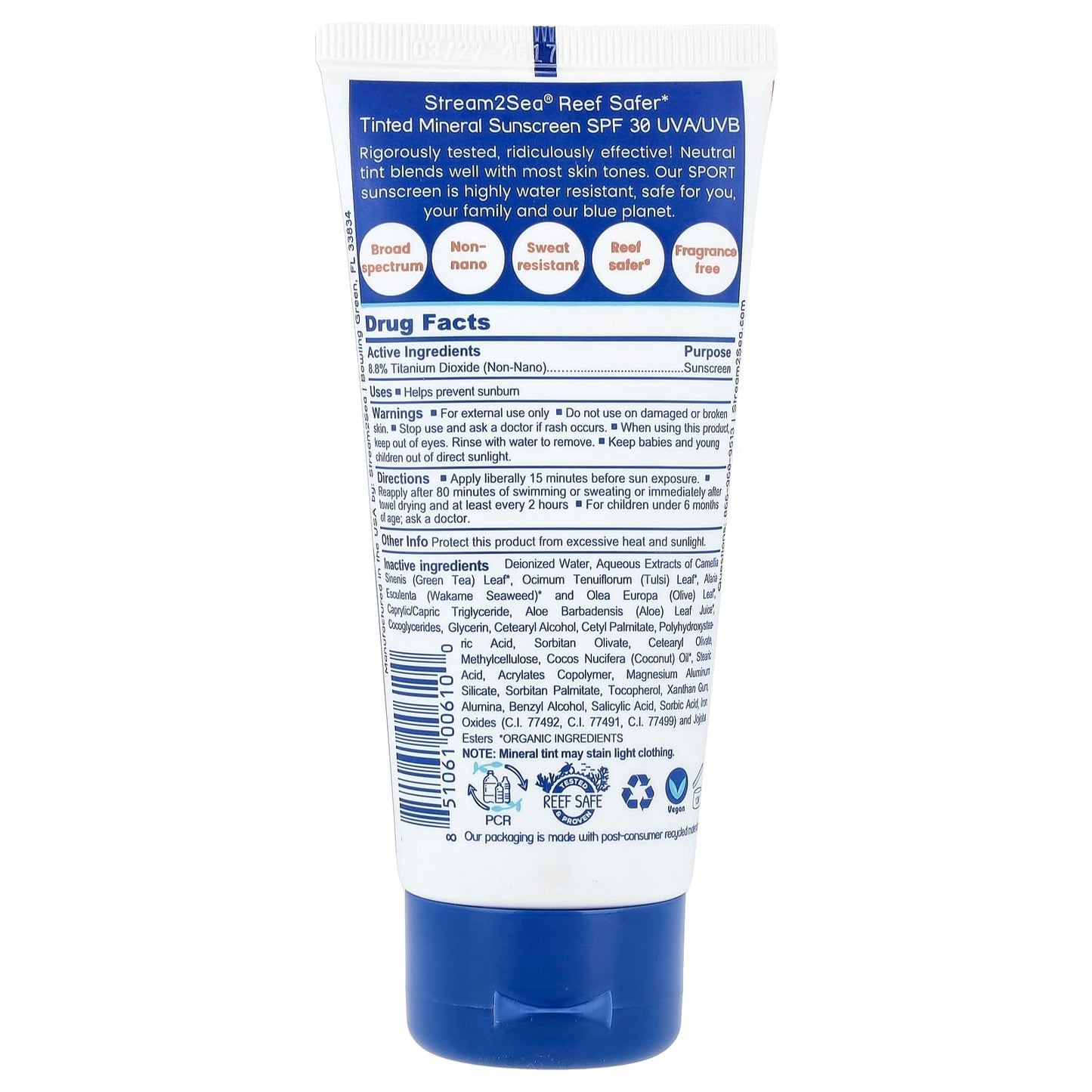 Stream2Sea, Water Sport Sunscreen, Tinted, SPF 30, Neutral, 3 fl oz (90 ml) - Image 2