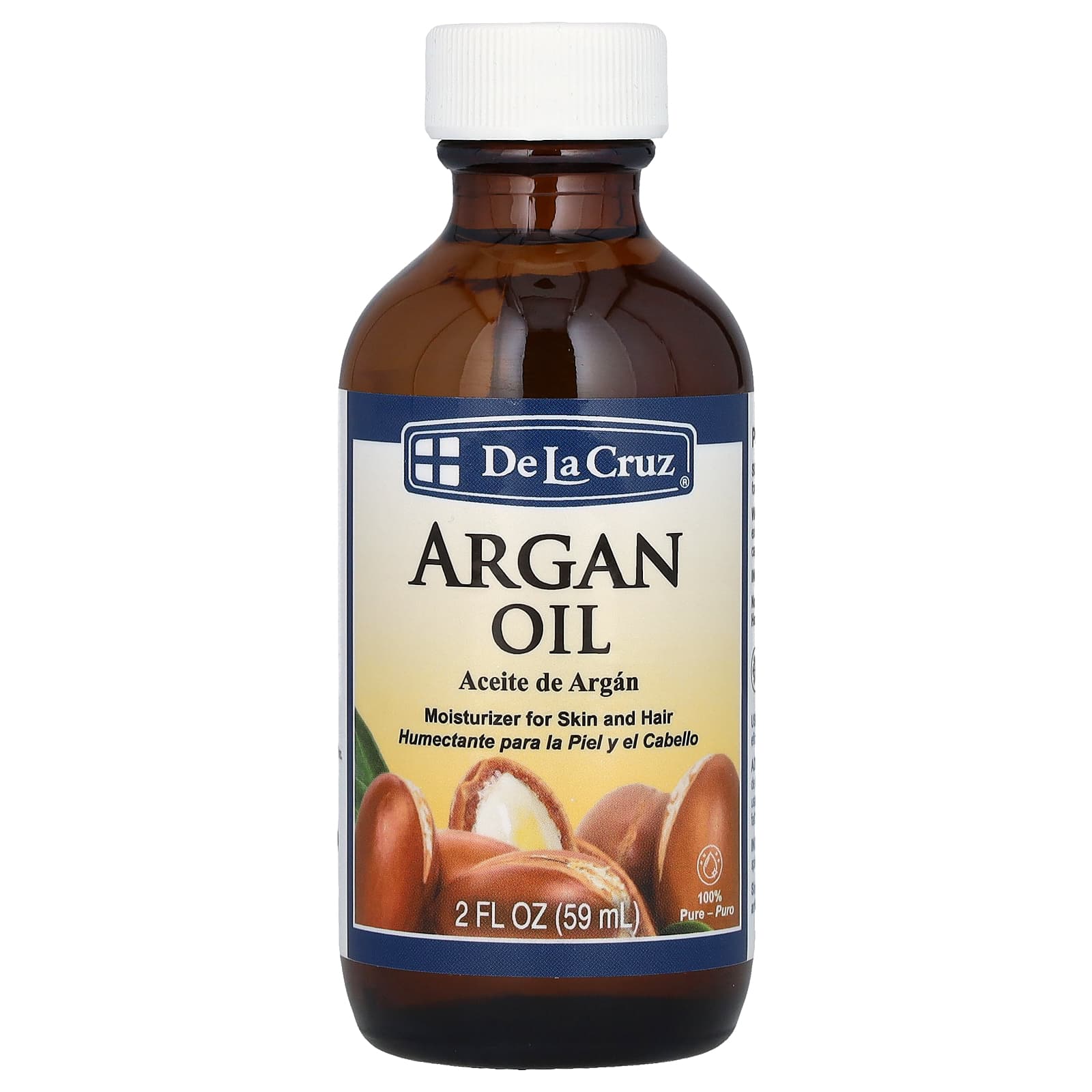 Pure Argan Oil by De La Cruz for Skin & Hair, 100% Natural, 2 fl oz - Image 1