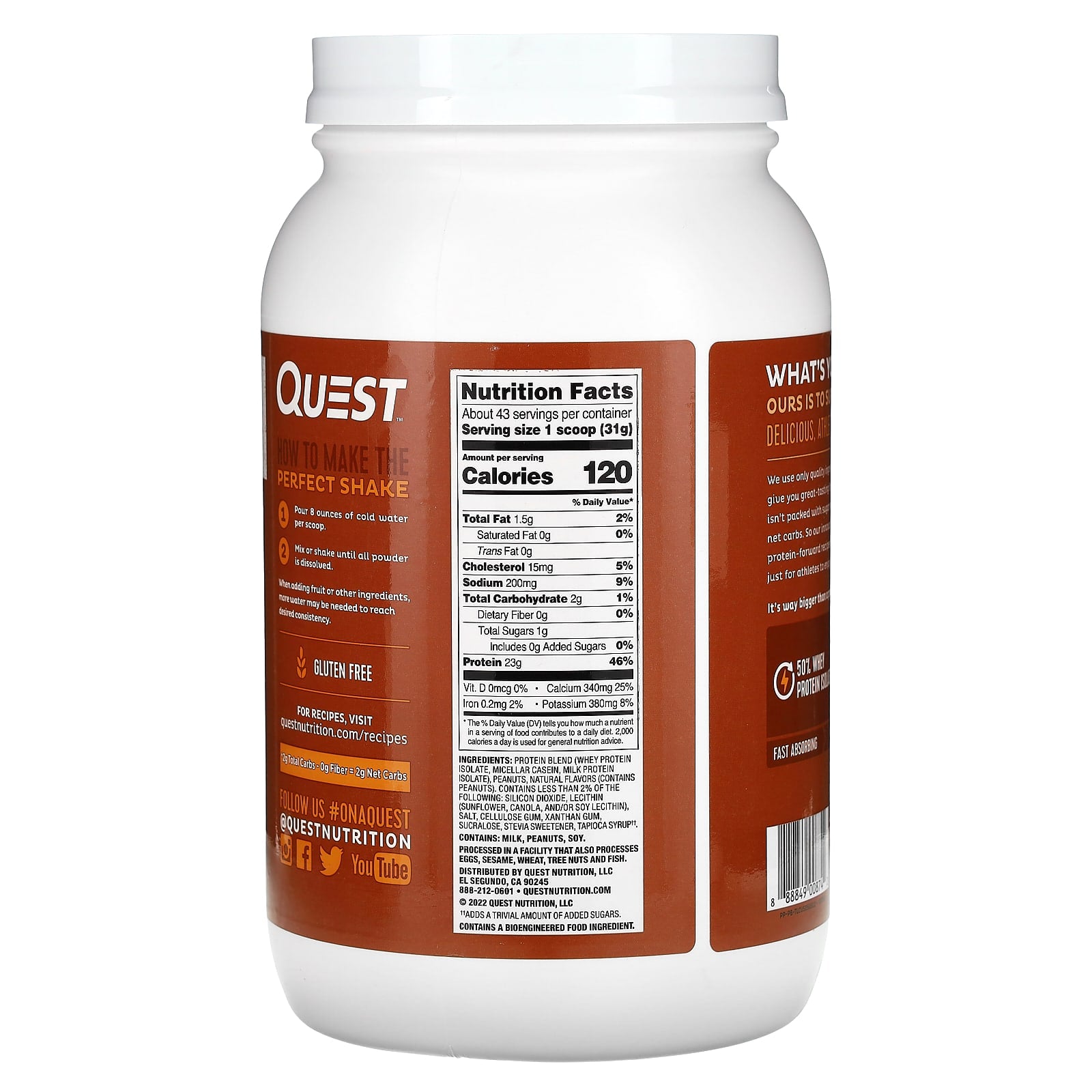 Quest Nutrition, Protein Powder, Peanut Butter, 3 lbs (1.36 kg) - Image 2
