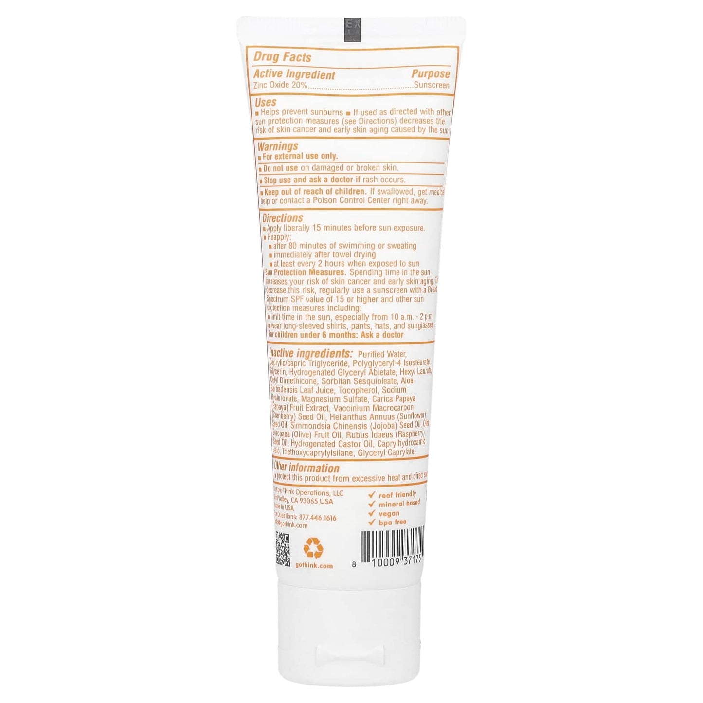 think, Thinkbaby, Clear Zinc 20% Sunscreen, SPF 30, Fragrance-Free, 3 fl oz (89 ml) - Image 2