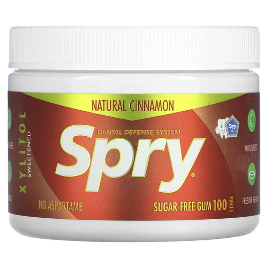 Xlear, Spry, Chewing Gum, Natural Cinnamon, Sugar Free, 100 Pieces - Image 1