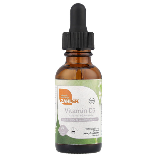Zahler, Vitamin D3, Advanced D3 Formula, 125 mcg (5,000 IU), 1 fl oz (30 ml) - Image 1